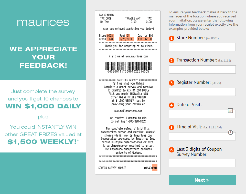 www.tellmaurices.com - Win $1000 - Maurices Survey 