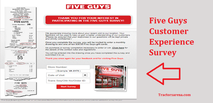 Fiveguys.com/survey - Win $50 Gift Card - Fiveguys.com/survey